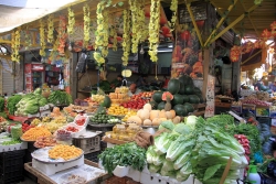 A busy market street in downtown Amman